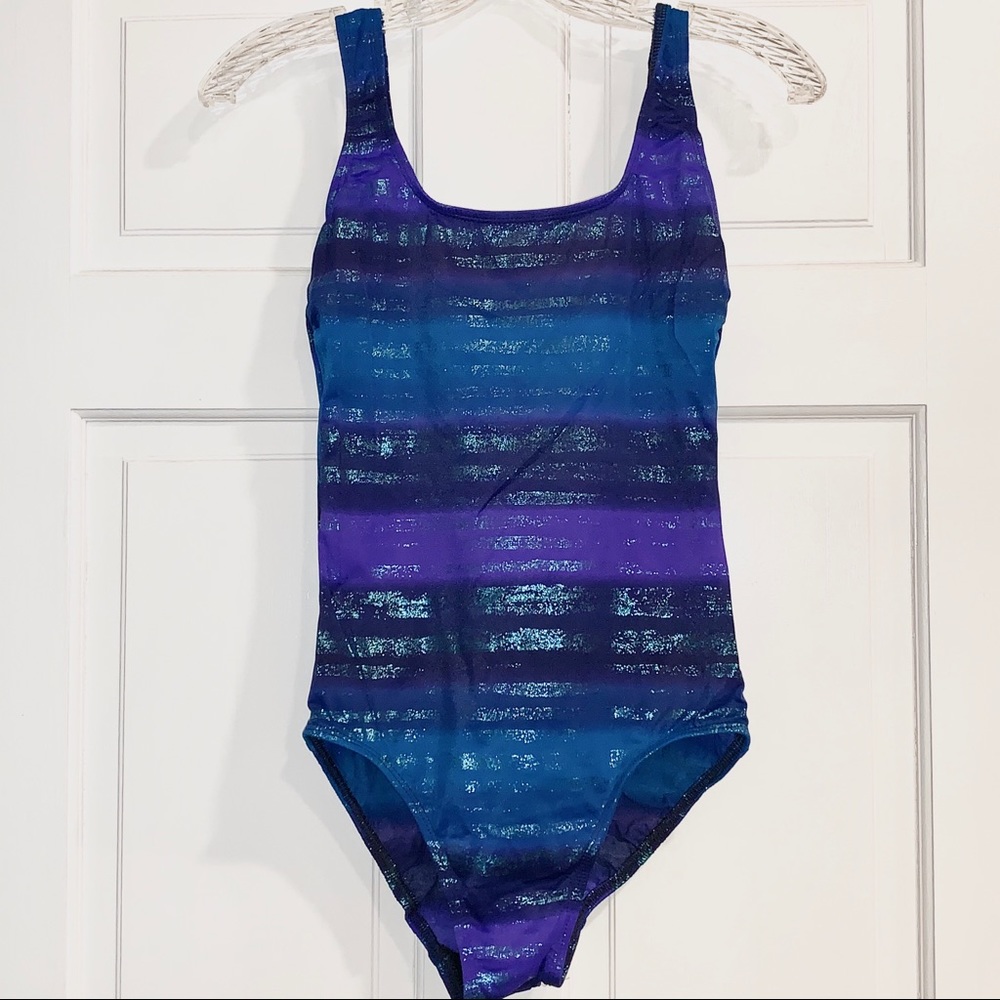 Vintage Shiny Blue & Purple One Piece